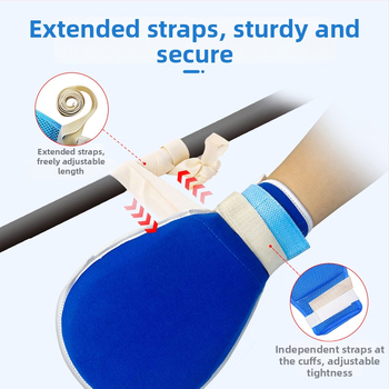 Ribojančios pirštinės su kvėpuojančiu tinkleliu, rankos apsauga su fiksavimo diržu vyresniems ir gulintiems pacientams (1 metų garantija)