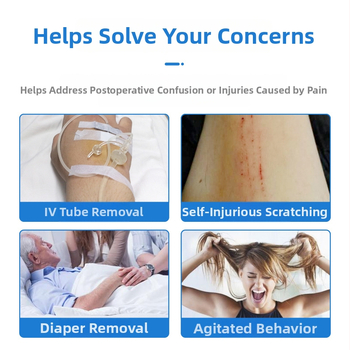 Ribojančios pirštinės su kvėpuojančiu tinkleliu, rankos apsauga su fiksavimo diržu vyresniems ir gulintiems pacientams (1 metų garantija)