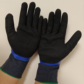 5 lygio pjovimo atsparios žvejybos pirštinės, anti-slyd, atsparios vandeniui, žvejybai ir jūros gėrybėms, medžiaga HPPE + nitrile (frosted)