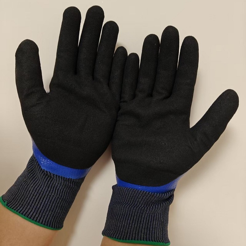 5 lygio pjovimo atsparios žvejybos pirštinės, anti-slyd, atsparios vandeniui, žvejybai ir jūros gėrybėms, medžiaga HPPE + nitrile (frosted)