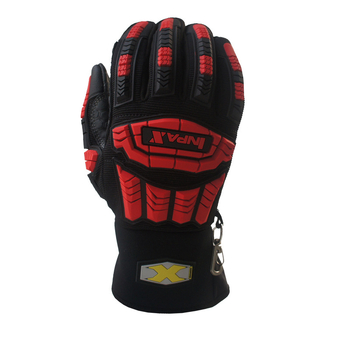 Biztonsági kesztyű rugalmas mandzsettával, ütközésvédett, vízálló, kopásálló, TPR anyag