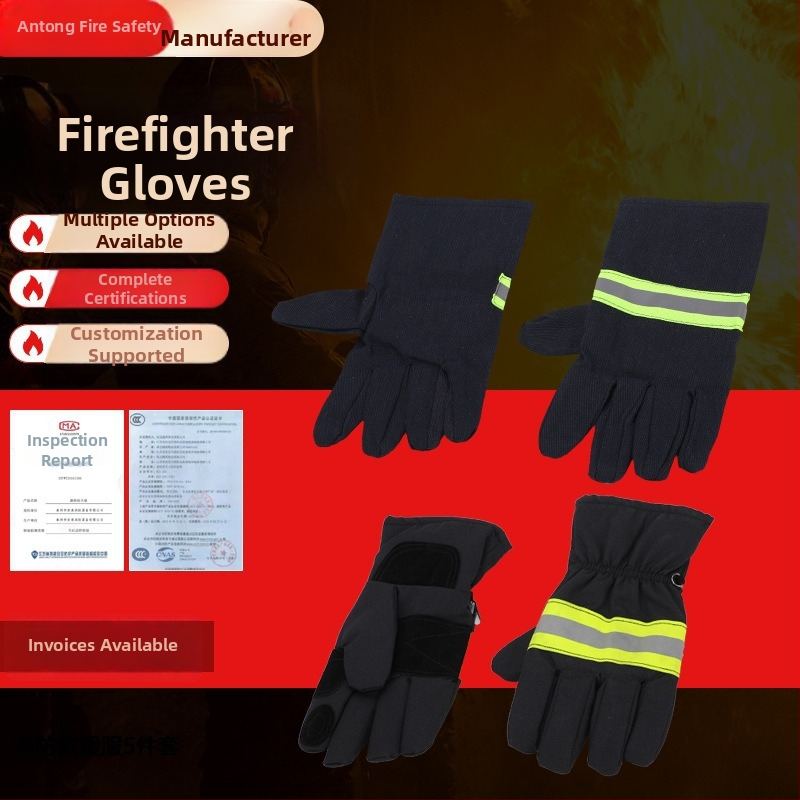 Antong ugunsdzēsēju cimdi – ugunsizturīgs audums, augstas temperatūras izolācija, glābšanas darbiem, nodilumizturīgi