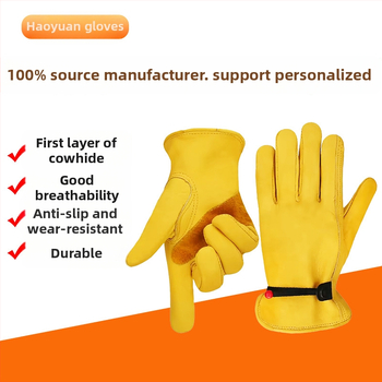 Aizsargājošas cimdi no pirmās kārtas liellopa ādas, neslīdīgas, pret ērkšķiem, nodilumizturīgas, piemērotas būvniecībai, vadīšanai, pārgājieniem un transportam