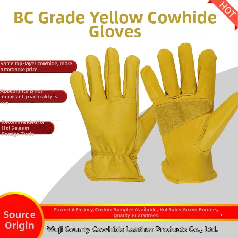 Customizable BC-klases top-grain govs ādas darba cimdi, vispārējai lietošanai