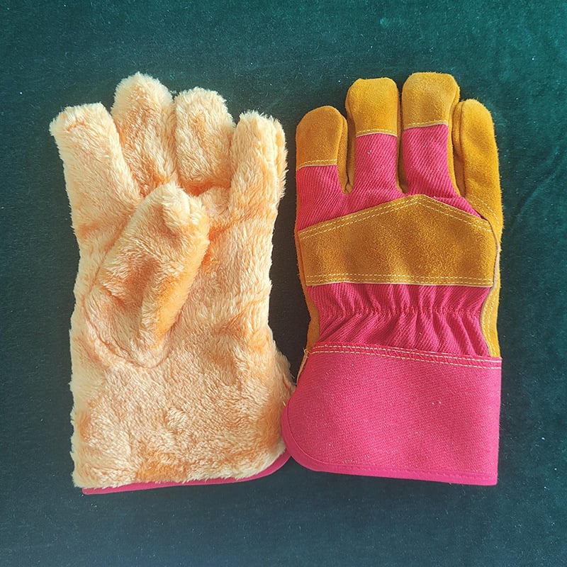 Заваръчни ръкавици, износоустойчиви, подплатени с флийс, къс модел, дебелена телешка кожа, зимна топлина