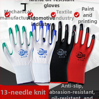 Lihe ochranné pracovné rukavice – protišmykové, odolné voči opotrebeniu, rezné; nitrilové nátery; materiál nylon/latex; opakovane použiteľné; pre stavebný priemysel, manipuláciu, továreň