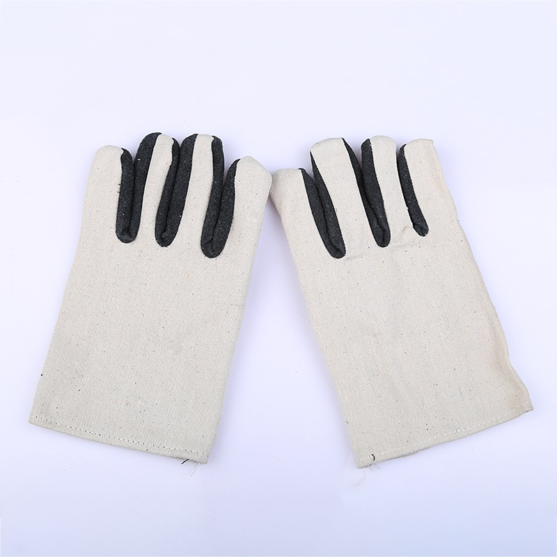 Работни предпазни ръкавици с двойнослойна кожа върху платно, антихлъзгаща и пробивоустойчива длан, топли, 200 г; подходящи за химическа, нефтена, металургия, въгледобив, фармацевтична и хранително-вкусовата индустрия.