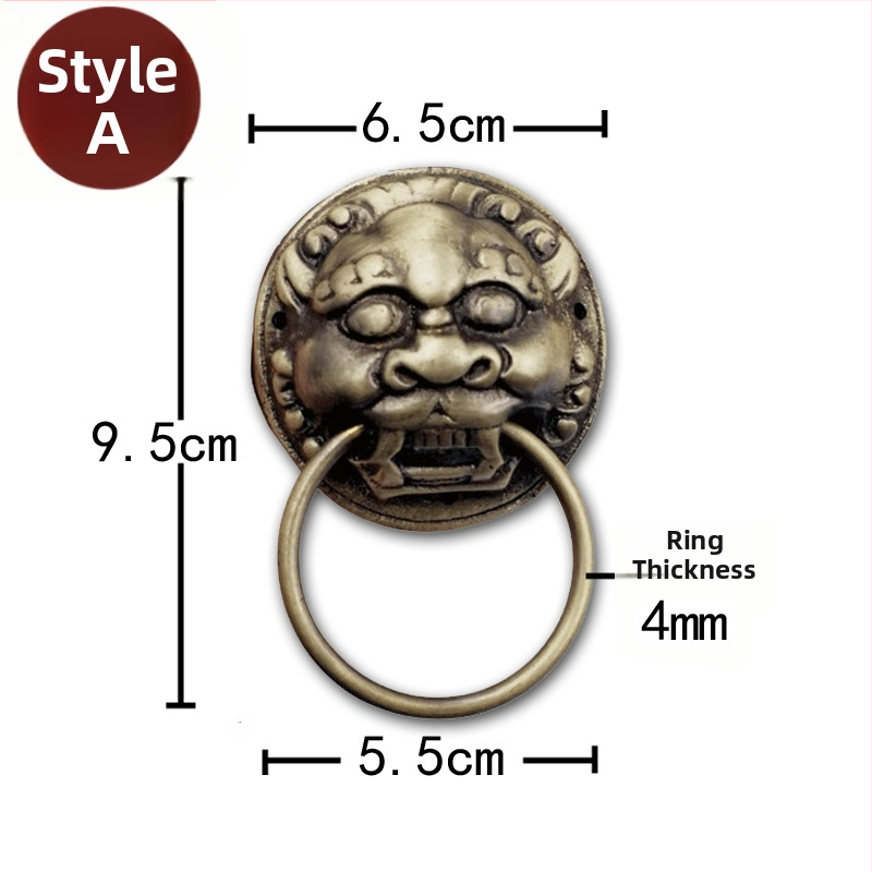Пръстен за врата с глава на звяр, месинг, полирана повърхност, за масивни дървени врати и вилни дворни порти, модел Beast Head, The Fourth Bronze Hall