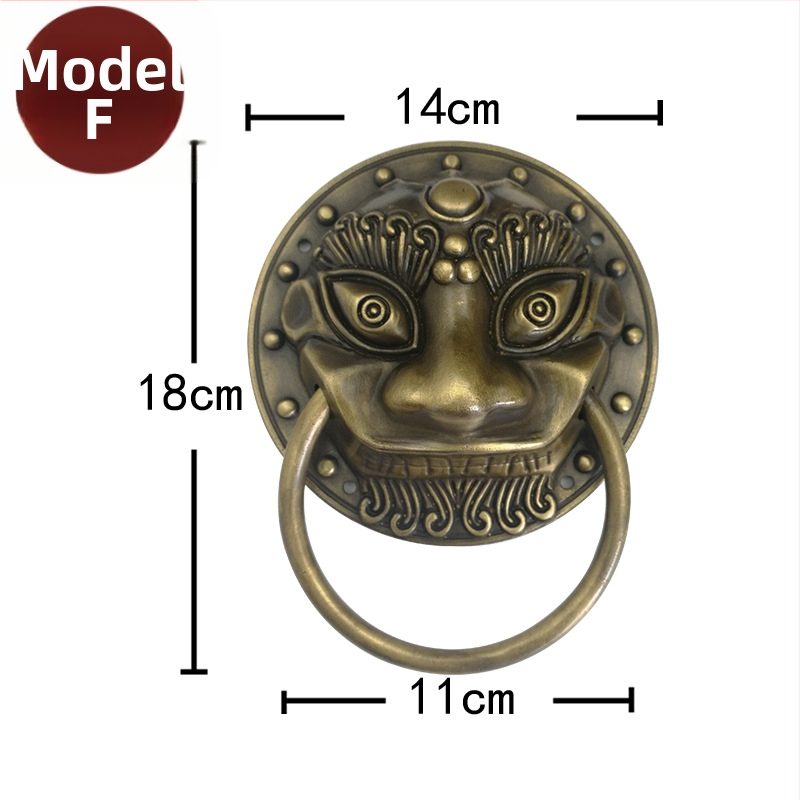 Пръстен за врата с глава на звяр, месинг, полирана повърхност, за масивни дървени врати и вилни дворни порти, модел Beast Head, The Fourth Bronze Hall