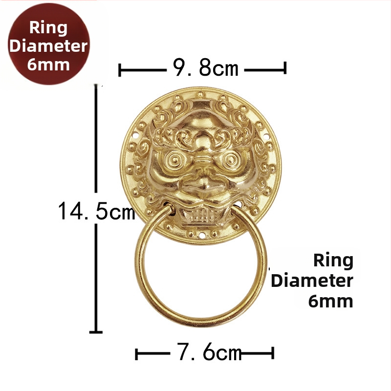 Пръстен за врата с глава на звяр, месинг, полирана повърхност, за масивни дървени врати и вилни дворни порти, модел Beast Head, The Fourth Bronze Hall