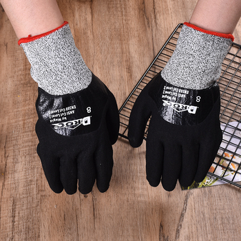 Ding Qing márkájú 5-ös fokozatú vágásvédő kesztyű, kopásálló, pamut belsővel, csúszásmentes