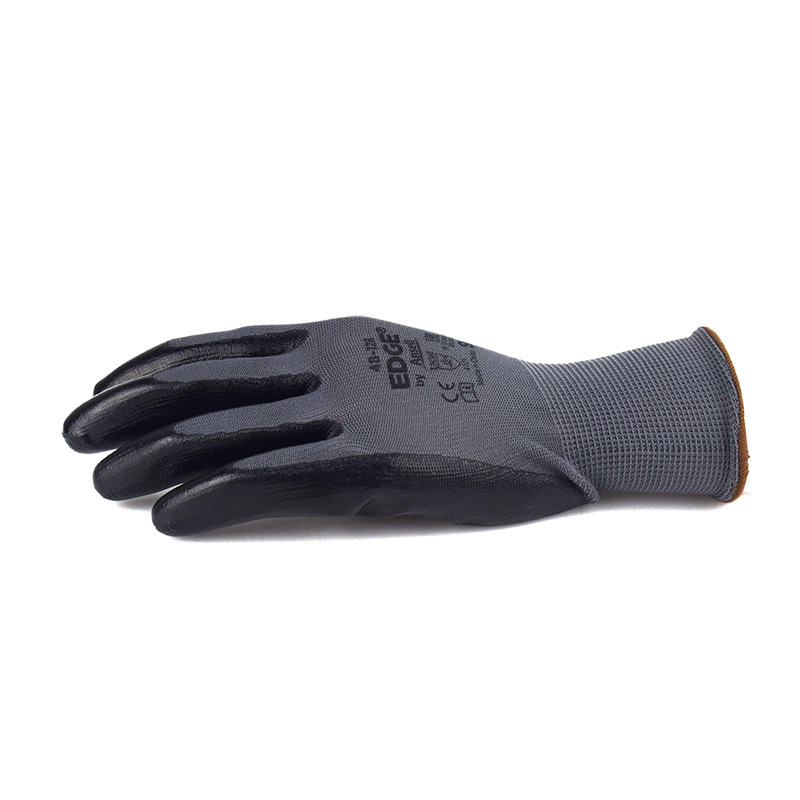 Устойчиви ръкавици с PU нитрилово покритие, нехлъзгащи се, за индустриална работа и обработка на товари.
