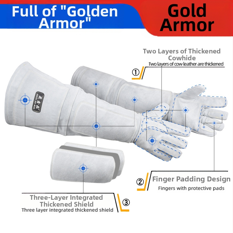 Kutyavédő kesztyű béléses marhabőrből, megerősített, anti-kutya harapás és kígyó harapás ellen, edzéshez és mentéshez (Anyag: marhabőr; Bélés; Megerősített; Tömeg: 1000 g)