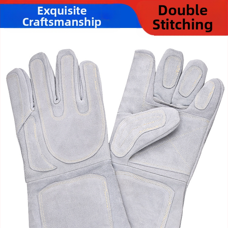 Kutyavédő kesztyű béléses marhabőrből, megerősített, anti-kutya harapás és kígyó harapás ellen, edzéshez és mentéshez (Anyag: marhabőr; Bélés; Megerősített; Tömeg: 1000 g)