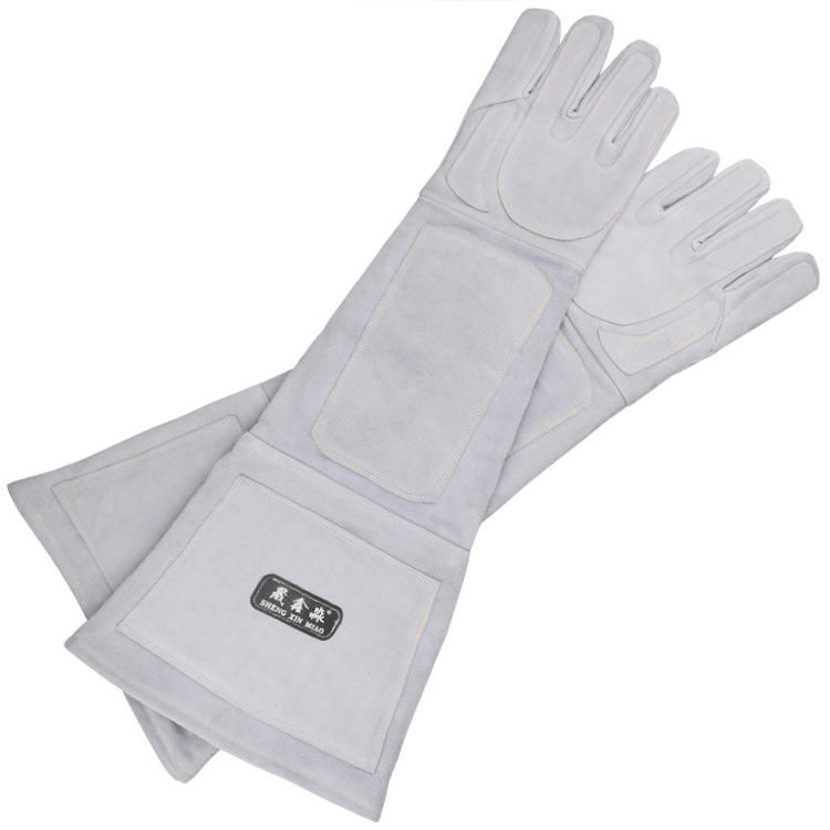 Kutyavédő kesztyű béléses marhabőrből, megerősített, anti-kutya harapás és kígyó harapás ellen, edzéshez és mentéshez (Anyag: marhabőr; Bélés; Megerősített; Tömeg: 1000 g)