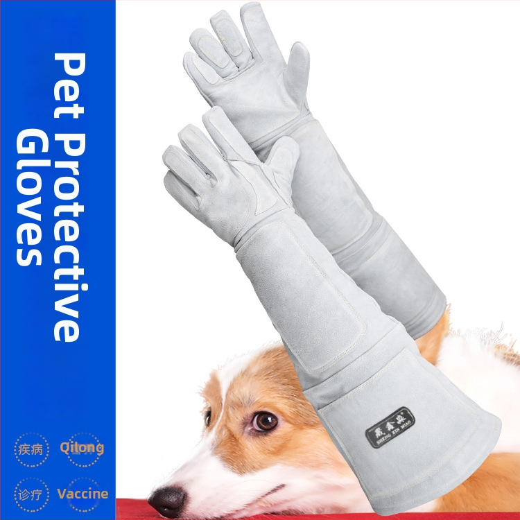 Kutyavédő kesztyű béléses marhabőrből, megerősített, anti-kutya harapás és kígyó harapás ellen, edzéshez és mentéshez (Anyag: marhabőr; Bélés; Megerősített; Tömeg: 1000 g)