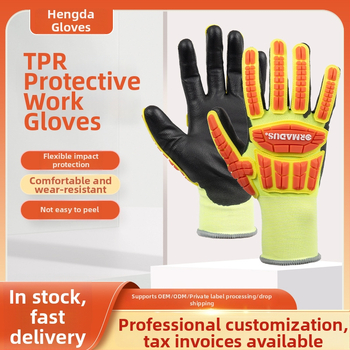 Hengda TPR Pirštinės prieš smūgius | Šoko ir susidūrimo apsauga, Stiprintos atsparumas dilimui, Skirtos dviračių sportui, automobilių remontui, metalų gamybai ir naftos pramonei, 100 g