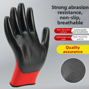 Nitrilo darbo pirštinės – priešslidusios, atsparios vandeniui, antistatines, alyvos atsparios, patvarios