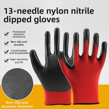 Nitrilo darbo pirštinės – priešslidusios, atsparios vandeniui, antistatines, alyvos atsparios, patvarios