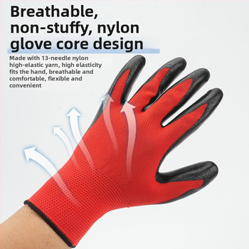 Nitrilo darbo pirštinės – priešslidusios, atsparios vandeniui, antistatines, alyvos atsparios, patvarios