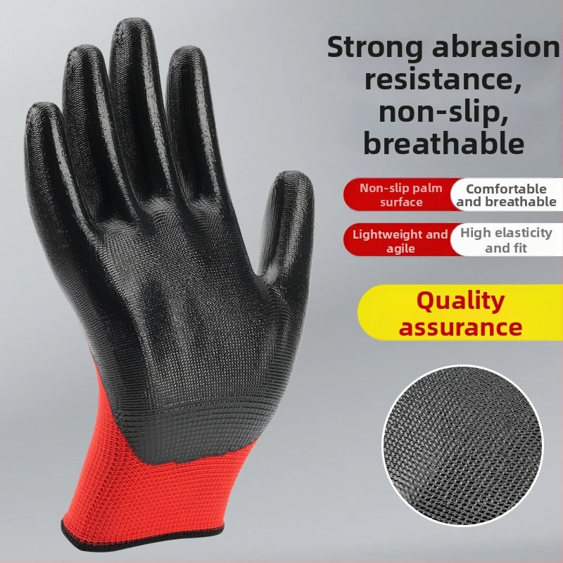 Nitrilo darbo pirštinės – priešslidusios, atsparios vandeniui, antistatines, alyvos atsparios, patvarios