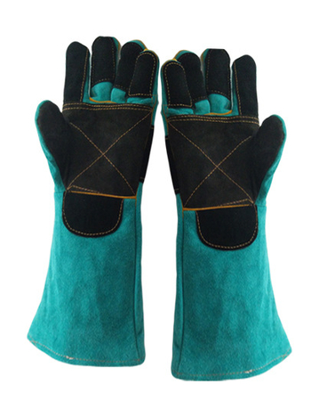 Aukštos kokybės galvijų odos gyvūnų apsaugos pirštinės — prieš įkandimus, įbrėžimus, peilio ir pjovimo atsparios; skirtos namų treniruotėms, veterinarijos klinikoms, safari parkams, lauke