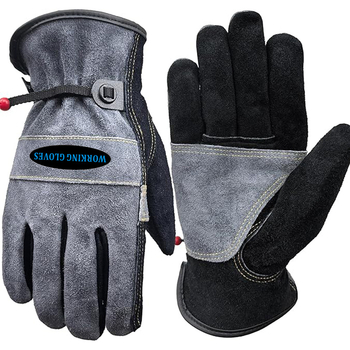 Tehénbőrből készült kertészeti munkavédelmi kesztyű, csúszásmentes és kopásálló, hőszigetelt, hegesztéshez, fafaragáshoz és autókarbantartáshoz