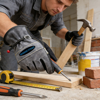 Tehénbőrből készült kertészeti munkavédelmi kesztyű, csúszásmentes és kopásálló, hőszigetelt, hegesztéshez, fafaragáshoz és autókarbantartáshoz