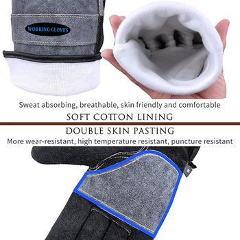 Tehénbőrből készült kertészeti munkavédelmi kesztyű, csúszásmentes és kopásálló, hőszigetelt, hegesztéshez, fafaragáshoz és autókarbantartáshoz