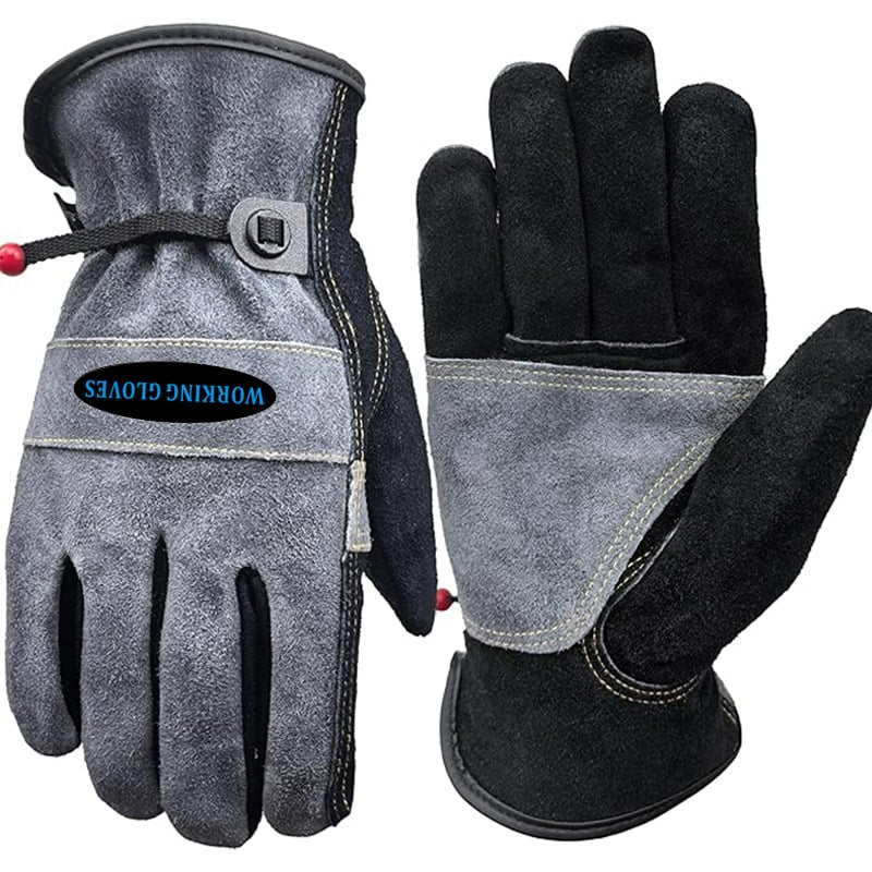 Tehénbőrből készült kertészeti munkavédelmi kesztyű, csúszásmentes és kopásálló, hőszigetelt, hegesztéshez, fafaragáshoz és autókarbantartáshoz