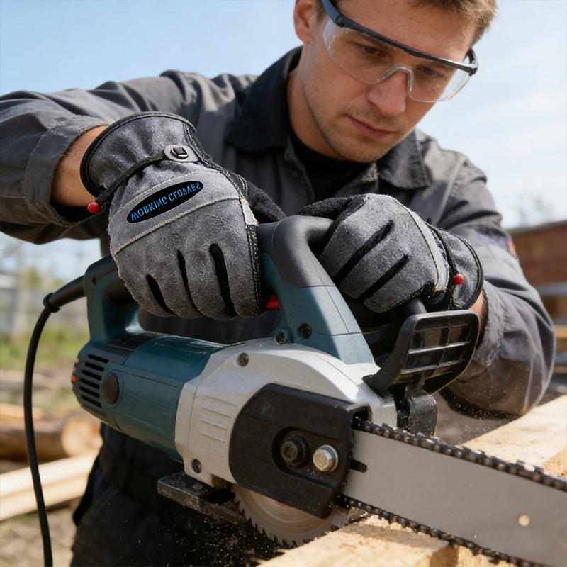Tehénbőrből készült kertészeti munkavédelmi kesztyű, csúszásmentes és kopásálló, hőszigetelt, hegesztéshez, fafaragáshoz és autókarbantartáshoz