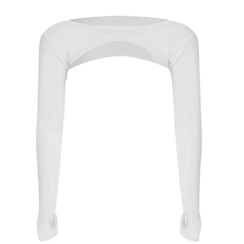 UV-védő kendő ujjakkal – Jégselyem anyag, monokróm minta, eredeti dizájn, nyár, tavasz és ősz