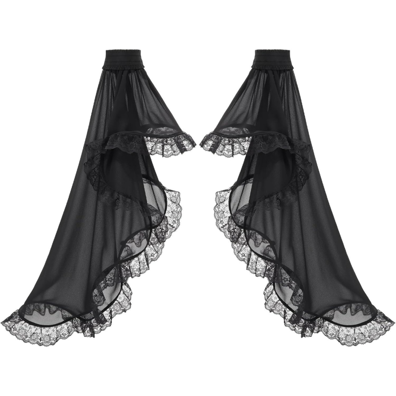 Gótikus chiffon ujjú csipkés szegéllyel – nőknek, hálós anyag, egyszínű, négy évszakos viselet