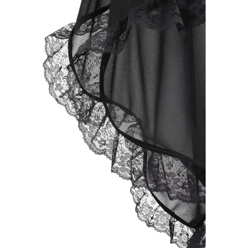 Gótikus chiffon ujjú csipkés szegéllyel – nőknek, hálós anyag, egyszínű, négy évszakos viselet