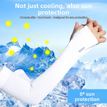 Manșete din ice silk cu protecție UV, lungi, țesătură pe bază de nailon, conținut de 90.8%