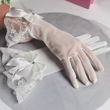 Сватбени ръкавици от мрежа – пръстови, семпъл стил, декоративни, за всички сезони, Wu aini