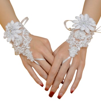 Булчински дантелени ръкавици за жени, декоративни, сватбени, семпъл стил