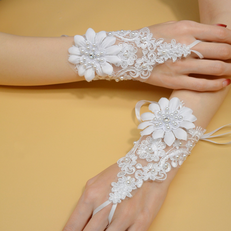 Булчински дантелени ръкавици за жени, декоративни, сватбени, семпъл стил