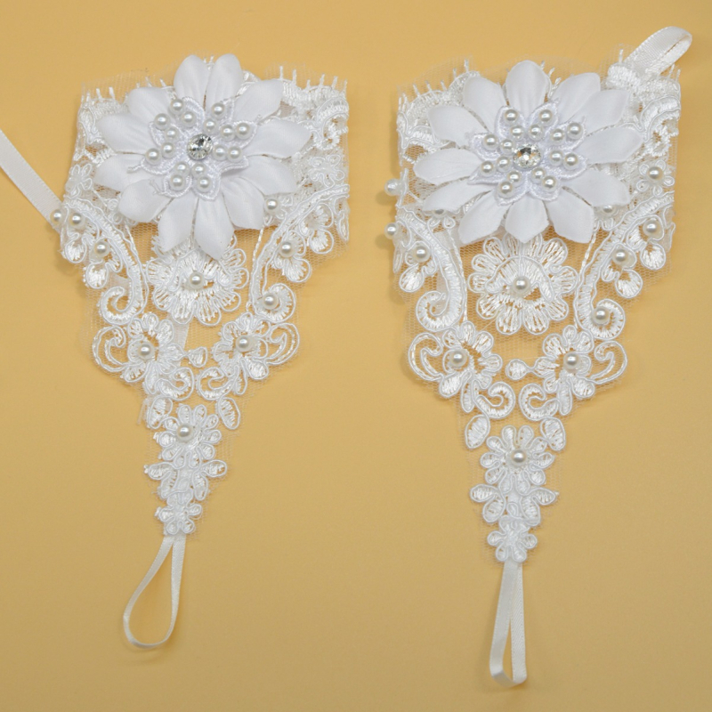 Булчински дантелени ръкавици за жени, декоративни, сватбени, семпъл стил