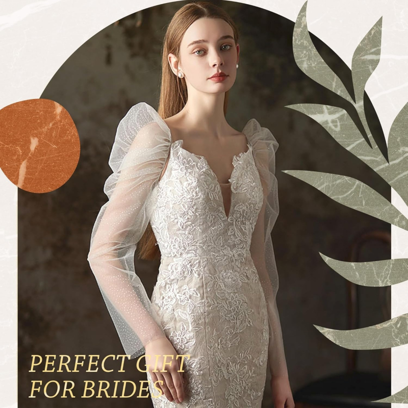 Булчински ръкавици: дълги прозрачни дантелени ръкавици от тюл, корейско‑френски стил, за булки и вечерни изяви, женски, всички сезони, прост дизайн, лято 2024