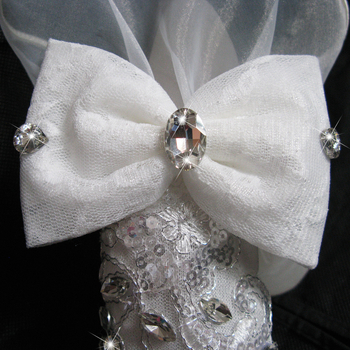 Булчински ръкавици без пръсти от мрежеста материя с дантелен кант и голям пандел, стъклени кристали, елегантен корейски стил