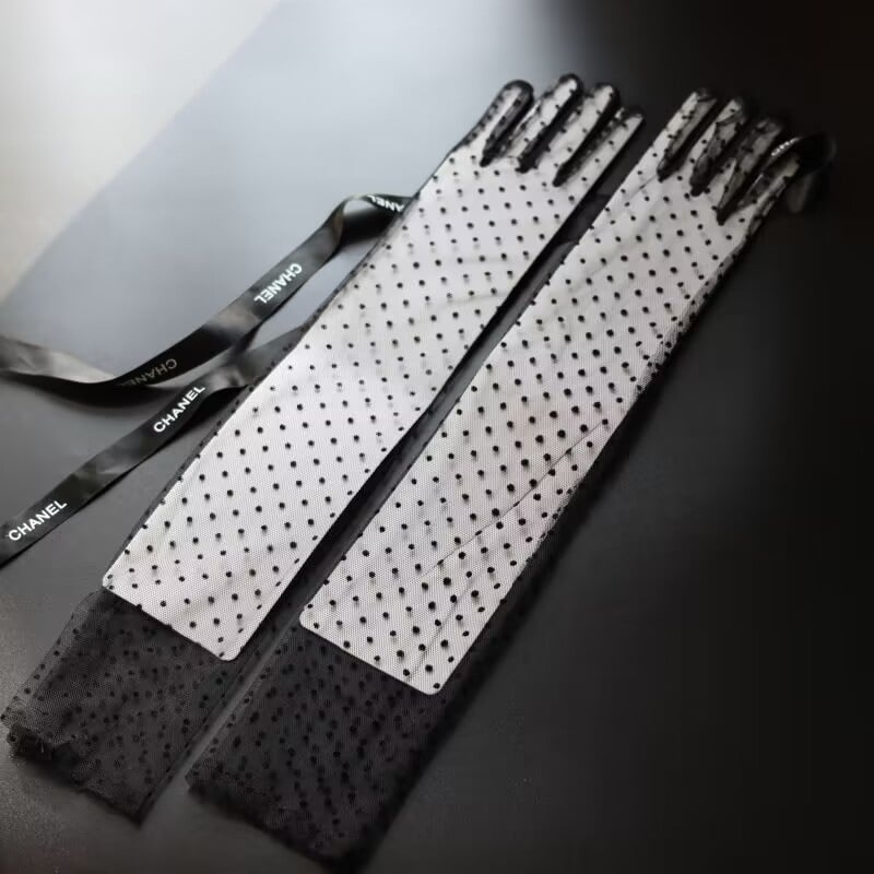 Дълги мрежести ръкавици с дантела и точков принт, ретро стил, украса за лято, женски