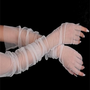 Női esküvői kesztyű hálós ujjakkal, hosszú áttetsző tüll kesztyű, vintage stílus — Márka: Other; Felnőttek; Tavasz 2024