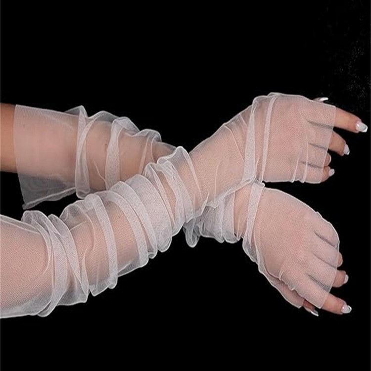 Női esküvői kesztyű hálós ujjakkal, hosszú áttetsző tüll kesztyű, vintage stílus — Márka: Other; Felnőttek; Tavasz 2024