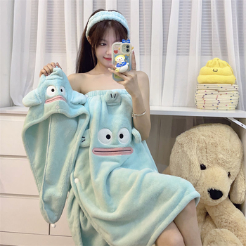 Σετ τριών τεμαχίων πετσέτες μπάνιου με σχέδιο γοργόνας σε καρτούν, περιλαμβάνει καπέλο ντους και φούστα-ρόμπα μπάνιου; υπερλεπτές ίνες, 400–500 γρ, 120D νήμα, κέντημα, ραφή, τζακάρντ