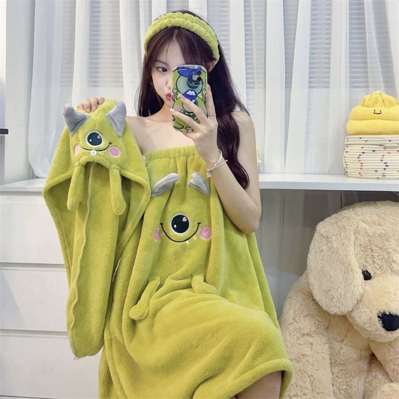 Σετ τριών τεμαχίων πετσέτες μπάνιου με σχέδιο γοργόνας σε καρτούν, περιλαμβάνει καπέλο ντους και φούστα-ρόμπα μπάνιου; υπερλεπτές ίνες, 400–500 γρ, 120D νήμα, κέντημα, ραφή, τζακάρντ