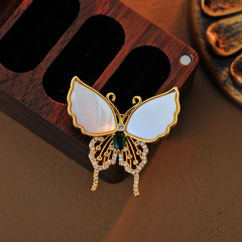 Bakrena broš s mašnicom, francuski retro stil, elektroplatiranje završnica
