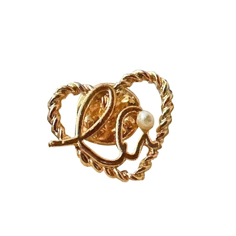 Broșă din cupru cu finisaj placat cu aur, motiv inimă și litere, stil iubire/coreean, accesorii multifuncționale