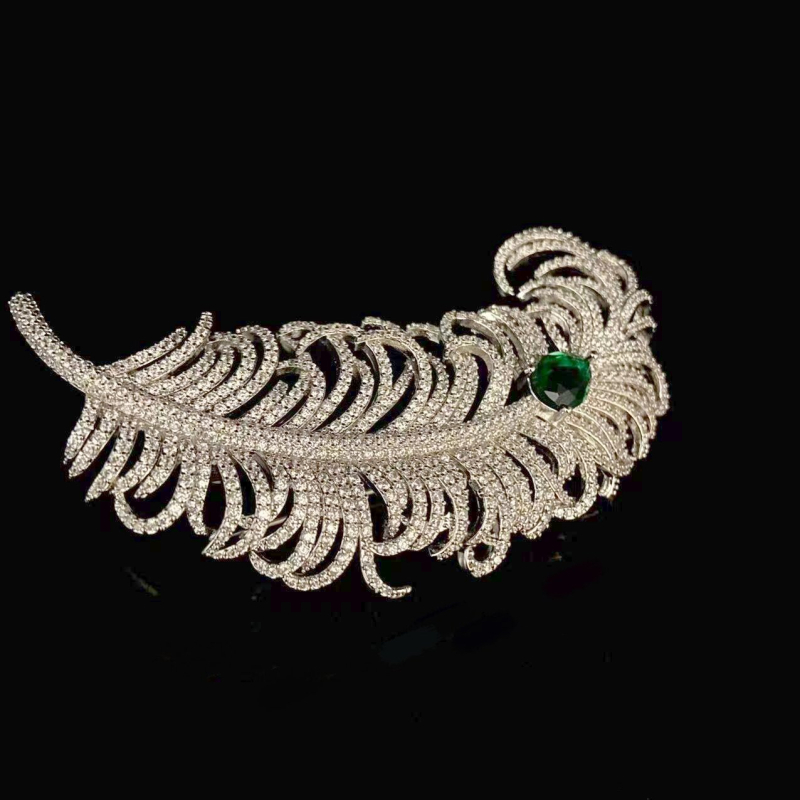 Malina bakrena broš, listov dizajn, oblik lista, elektroplatiranje, unisex