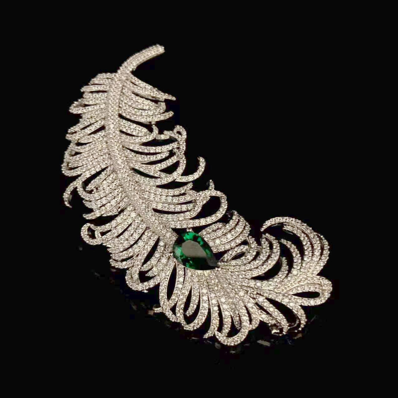 Malina bakrena broš, listov dizajn, oblik lista, elektroplatiranje, unisex